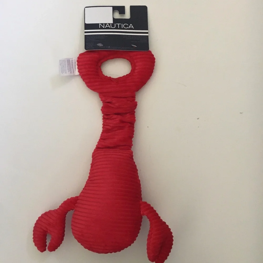 Nautica Dog Toy Red Plush Lobster Tug Toss Fetch Interactive Play